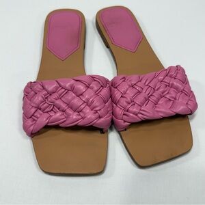 Braided Leather Marc Fisher Pink Square Toe Slide Sandals Size 10M